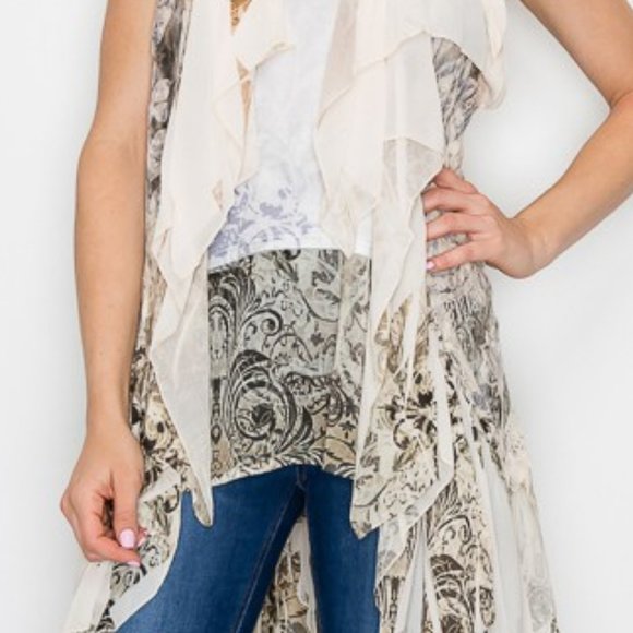 NEW ORIGAMI CHIFFON BOHEMIAN VEST western shabby chic SM-4X kimono duster wrap - Picture 6 of 6